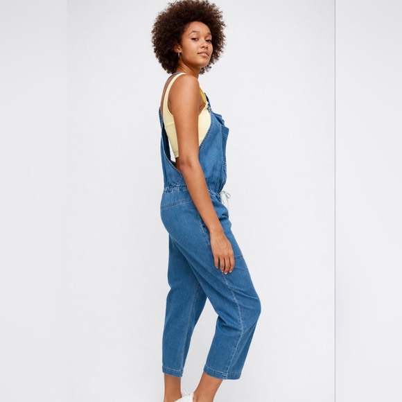 Aritzia WILFRED FREE Valletta Overalls Cropped Chambray Size XS Lightweight - Picture 9 of 11